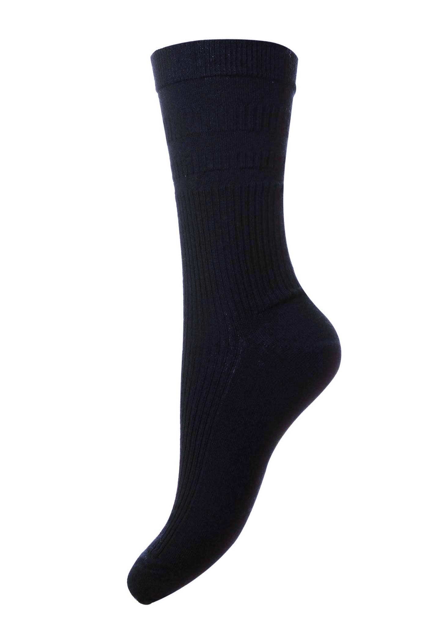 HJ Hall Women's Ribbed Bamboo Softop Socks in Navy