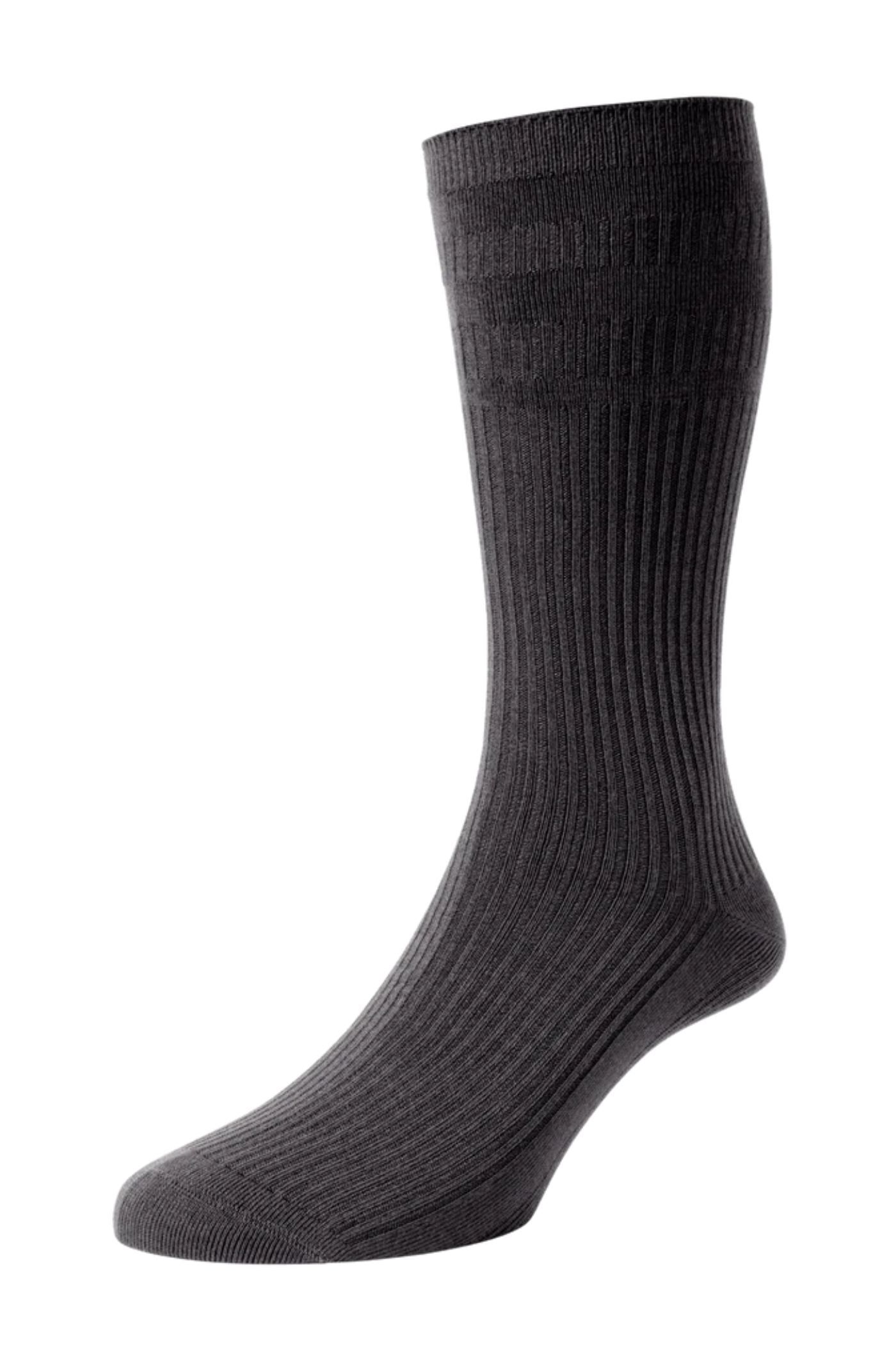 HJ Hall Men's Ribbed Bamboo Softop Socks in Iron Gate