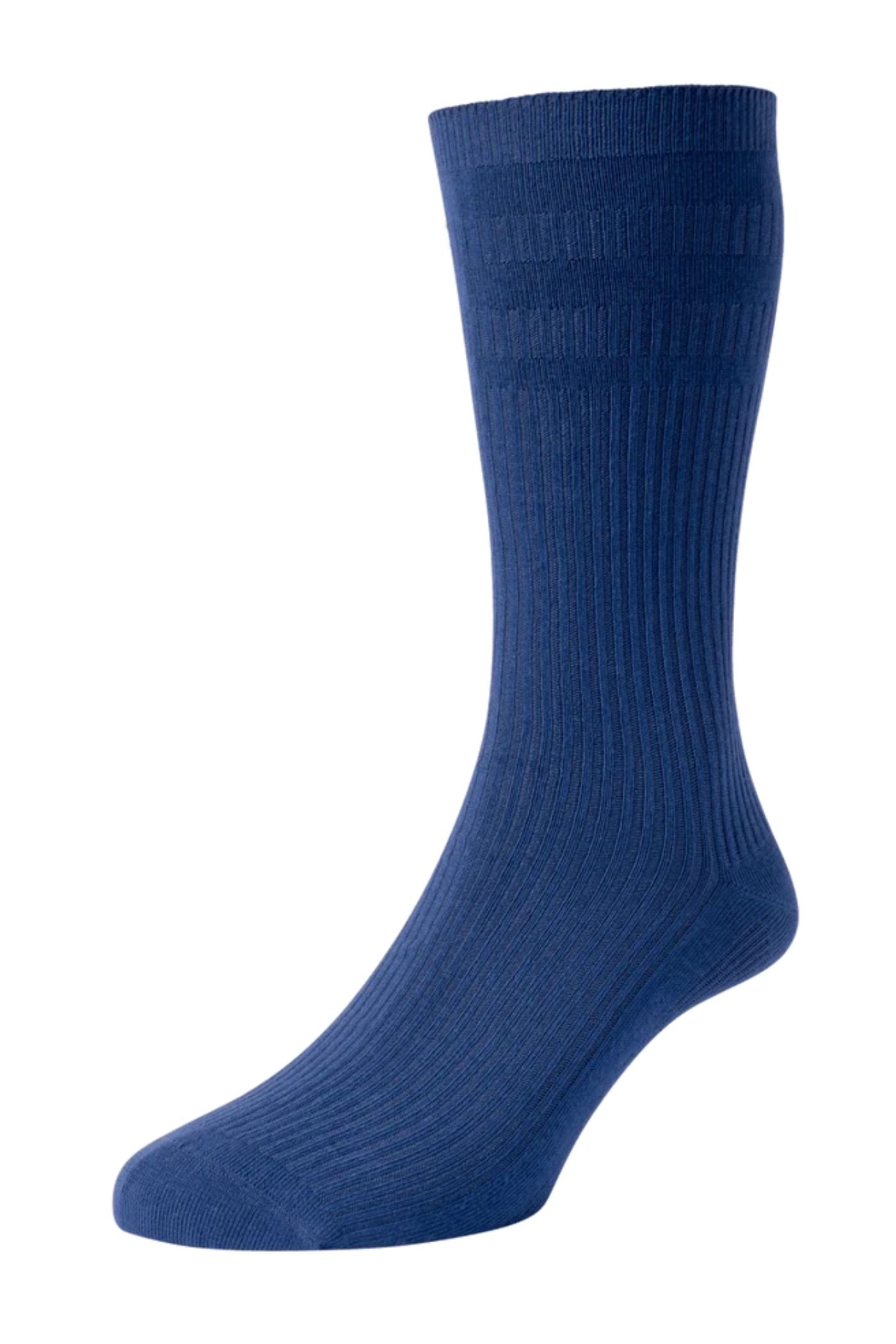 HJ Hall Men's Ribbed Bamboo Softop Socks in Royal Blue